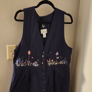 Embroidered Navy Blue Dress
